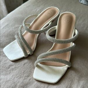 Elegant Silver and White Women's Sandals